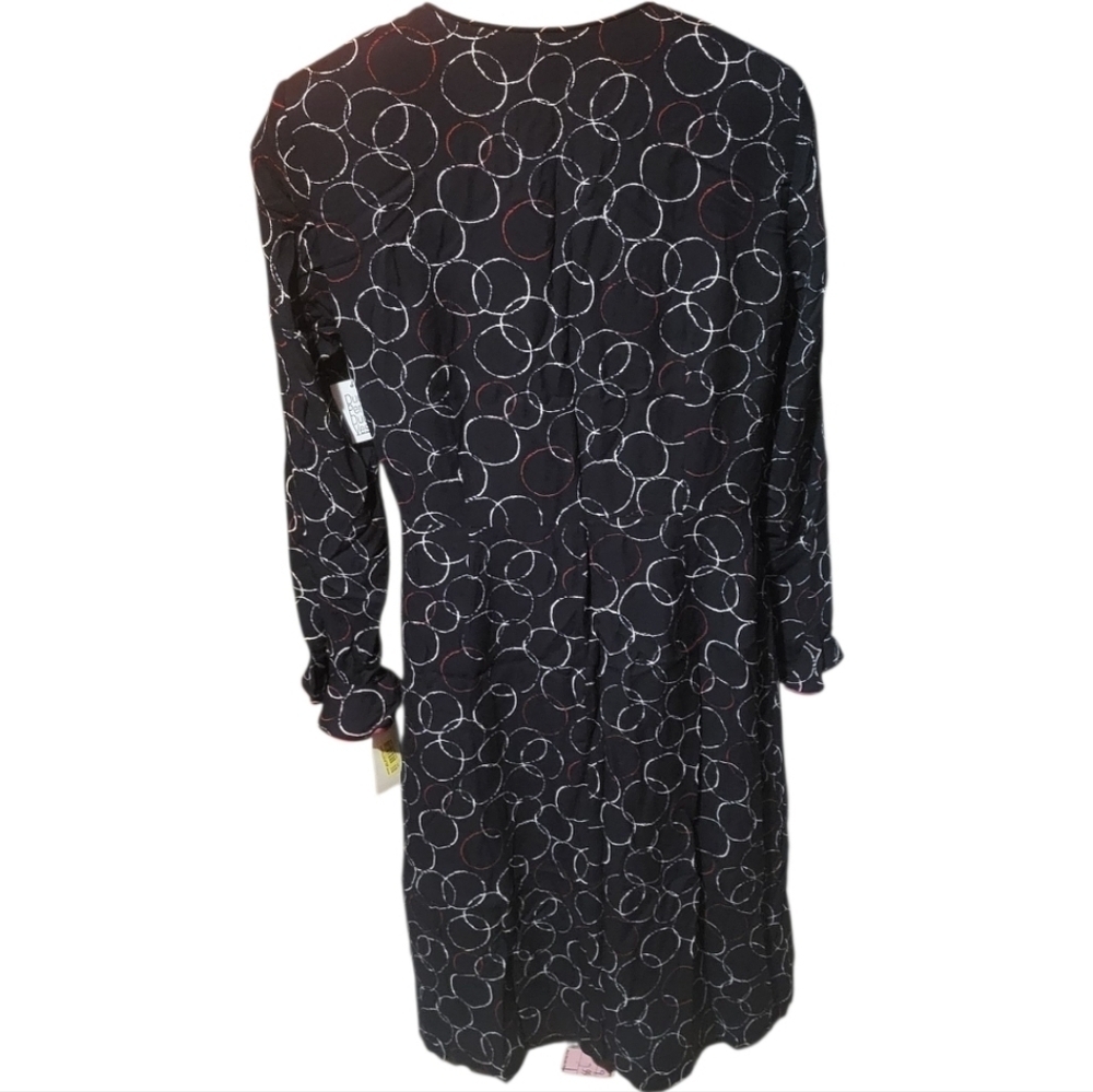 Due Per Due Veste Navy Blue Ruffled Silk Wrap Midi Dress Cap Sleeve Size 10 - Picture 2 of 6